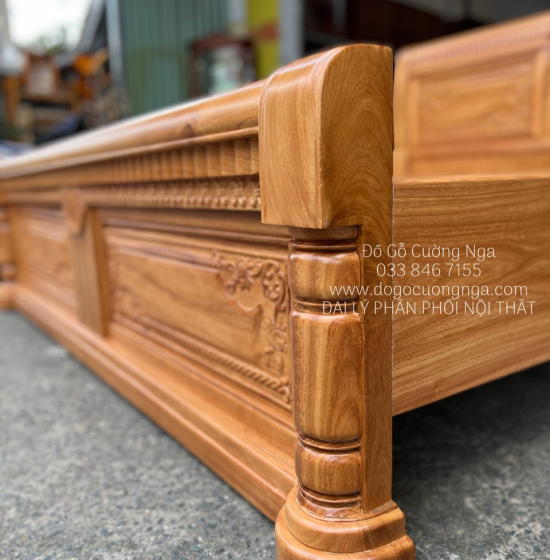 Giường Ngủ Gỗ Gõ Đỏ Mẫu Quạt - Vạt Phản Gõ Đỏ Cao Cấp 