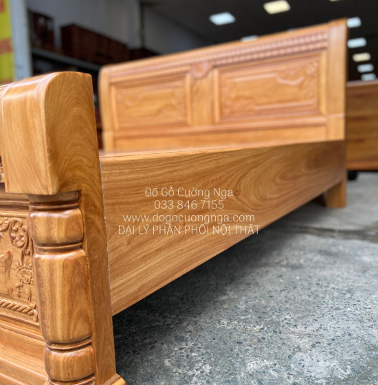 Giường Ngủ Gỗ Gõ Đỏ Mẫu Quạt - Vạt Phản Gõ Đỏ Cao Cấp 