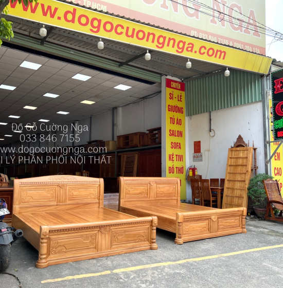 Giường Ngủ Gỗ Gõ Đỏ Mẫu Quạt - Vạt Phản Gõ Đỏ Cao Cấp 