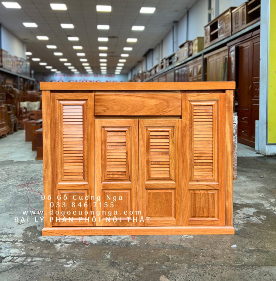 Tủ Giày Dép Gỗ Gõ Đỏ 4 Cánh Cao Cấp - TD 05