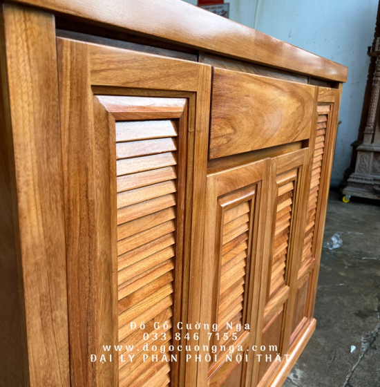Tủ Giày Dép Gỗ Gõ Đỏ 4 Cánh Cao Cấp - TD 05