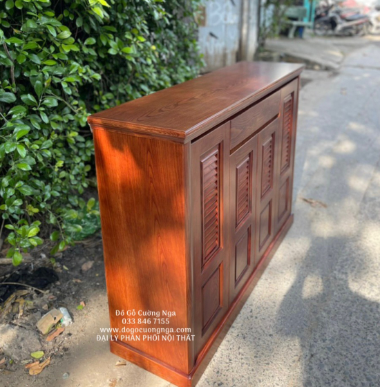 Tủ Giày Dép Gỗ Sồi Nga 4 Cánh - Lau Màu Óc Chó TD 014