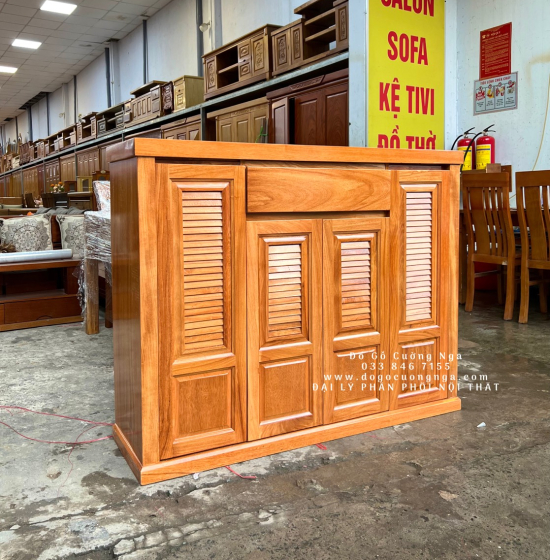 Tủ Giày Dép Gỗ Gõ Đỏ 4 Cánh Cao Cấp - TD 05
