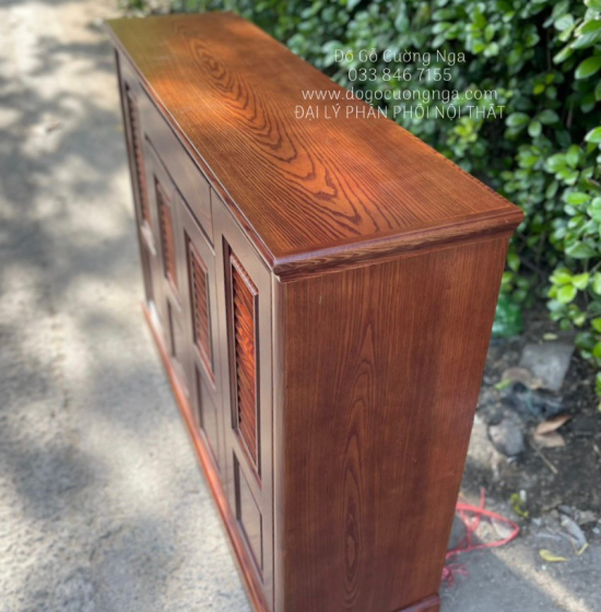 Tủ Giày Dép Gỗ Sồi Nga 4 Cánh - Lau Màu Óc Chó TD 014