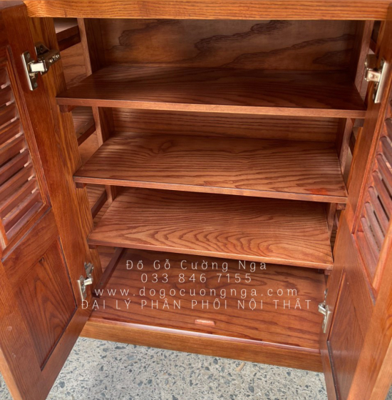 Tủ Giày Dép Gỗ Sồi Nga 4 Cánh - Lau Màu Óc Chó TD 014