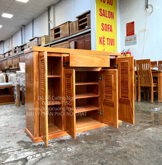 Tủ Giày Dép Gỗ Gõ Đỏ 4 Cánh Cao Cấp - TD 05