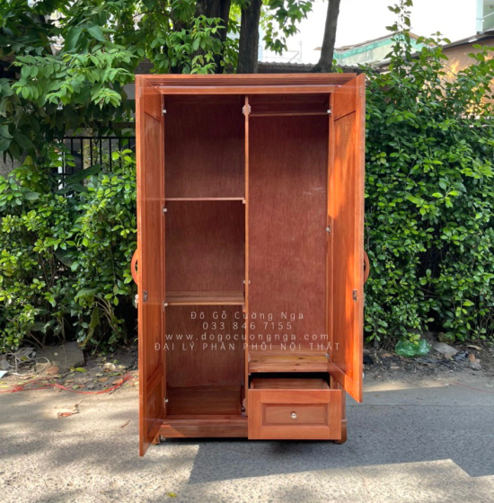 Tủ quần áo gỗ xoan đào 2 cánh - mẫu vòm