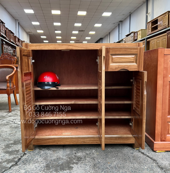 Tủ Giày Dép Gỗ Hương Xám Hiện Đại 3 Cánh TD 010