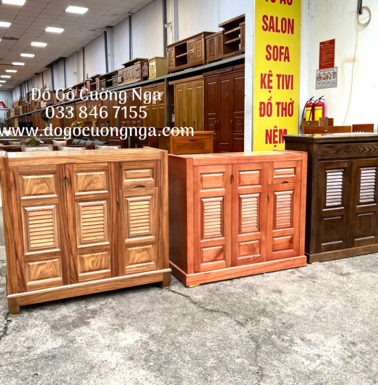 Tủ Giày Dép Gỗ Hương Xám Hiện Đại 3 Cánh TD 010