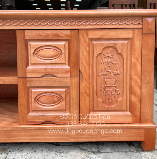 Kệ Tivi Gỗ Xoan Đào Mẫu Nhật Quẩy KG 028