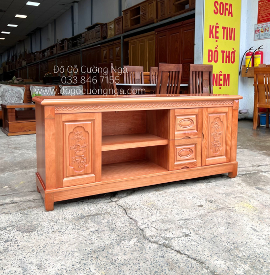 Kệ Tivi Gỗ Xoan Đào Mẫu Nhật Quẩy KG 028