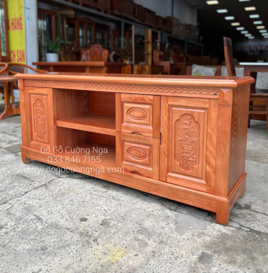Kệ Tivi Gỗ Xoan Đào Mẫu Nhật Quẩy KG 028