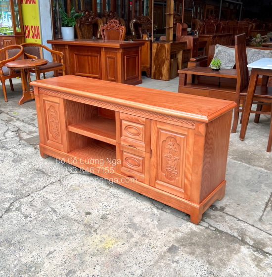 Kệ Tivi Gỗ Xoan Đào Mẫu Nhật Quẩy KG 028
