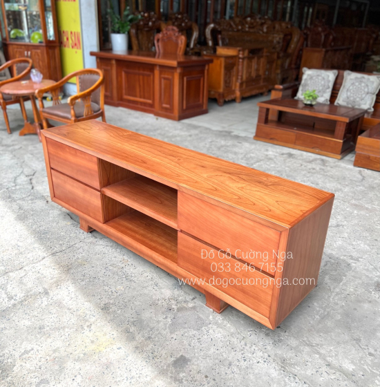 Kệ Tivi Gỗ Xoan Đào Hiện Đại - 4 Ngăn Kéo KG 24