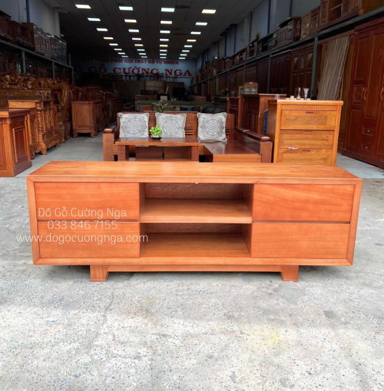 Kệ Tivi Gỗ Xoan Đào Hiện Đại - 4 Ngăn Kéo KG 24