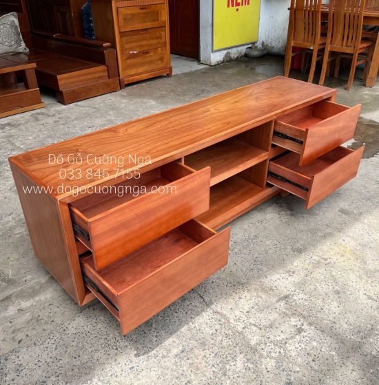 Kệ Tivi Gỗ Xoan Đào Hiện Đại - 4 Ngăn Kéo KG 24