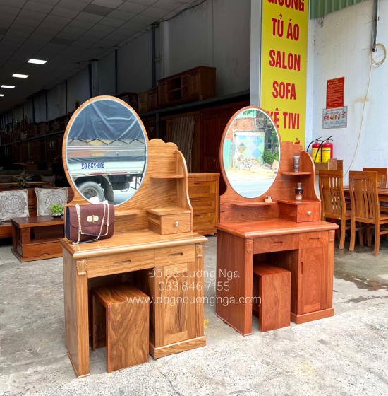 Bàn Trang Điểm Gỗ Hương Xám 80cm Cánh Mở Đẹp Giá Rẻ TĐ 018