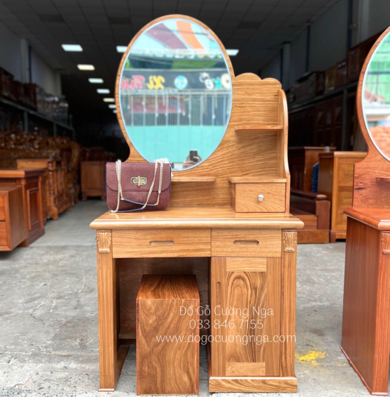 Bàn Trang Điểm Gỗ Hương Xám 80cm Cánh Mở Đẹp Giá Rẻ TĐ 018