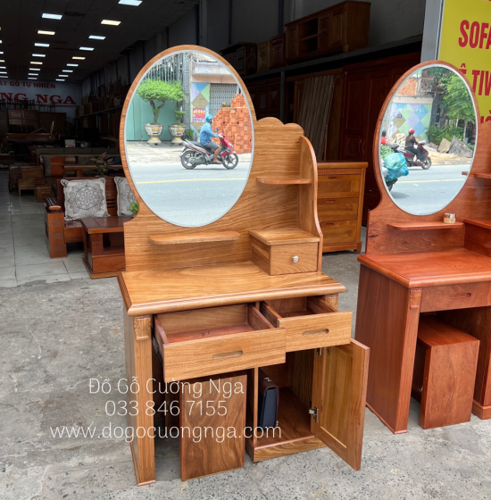 Bàn Trang Điểm Gỗ Hương Xám 80cm Cánh Mở Đẹp Giá Rẻ TĐ 018