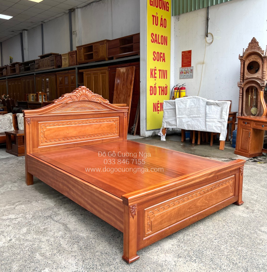 Giường Ngủ Gỗ Xoan Đào Nữ Hoàng Cao Cấp - Vạt Phản Liền 