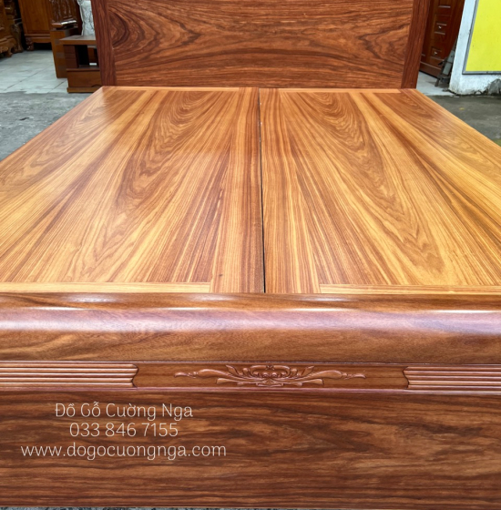 Giường Ngủ Gỗ Cẩm 2 Ngăn Kéo Hiện Đại - Vạt Phản Liền