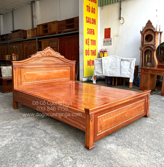 Giường Ngủ Gỗ Xoan Đào Nữ Hoàng Cao Cấp - Vạt Phản Liền 