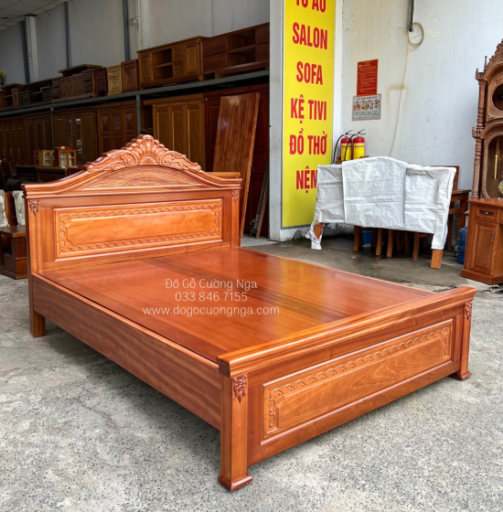 Giường Ngủ Gỗ Xoan Đào Nữ Hoàng Cao Cấp - Vạt Phản Liền 