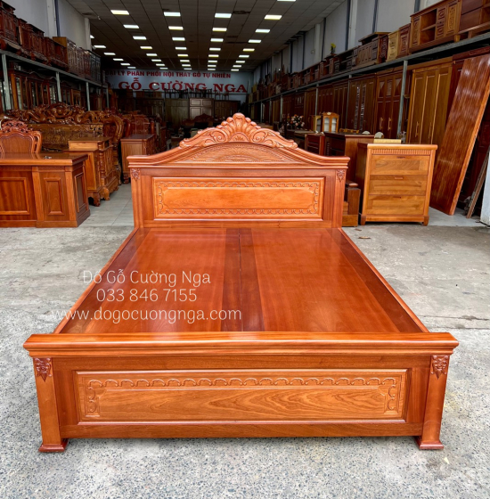 Giường Ngủ Gỗ Xoan Đào Nữ Hoàng Cao Cấp - Vạt Phản Liền 
