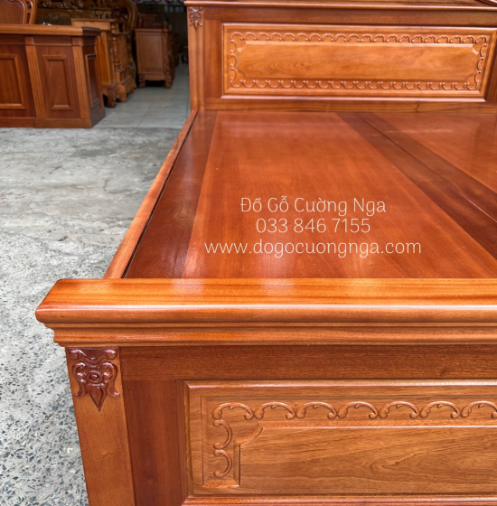 Giường Ngủ Gỗ Xoan Đào Nữ Hoàng Cao Cấp - Vạt Phản Liền 