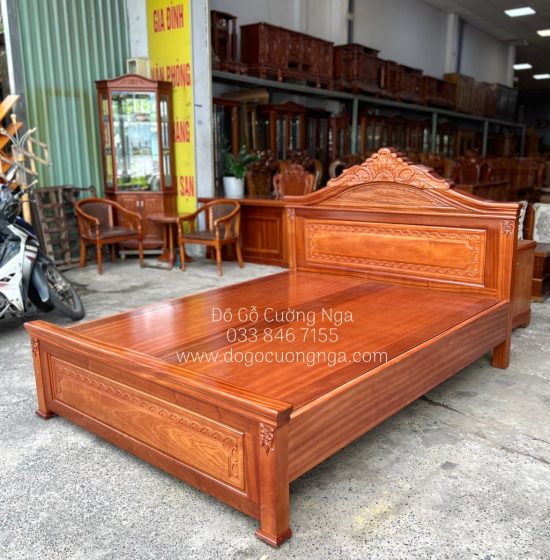 Giường Ngủ Gỗ Xoan Đào Nữ Hoàng Cao Cấp - Vạt Phản Liền 