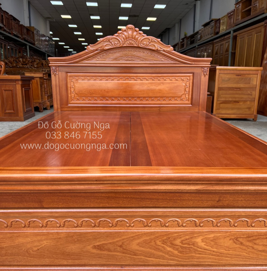 Giường Ngủ Gỗ Xoan Đào Nữ Hoàng Cao Cấp - Vạt Phản Liền 