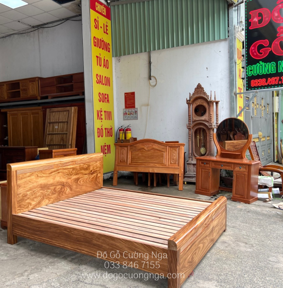 Giường Ngủ Gỗ Hương Xám Vạt Lan Hiện Đại Giá Rẻ 