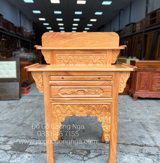 Bàn Thờ Gia Tiên Gỗ Gõ Đỏ 2 Tầng 1m27  Đẹp Giá Rẻ 