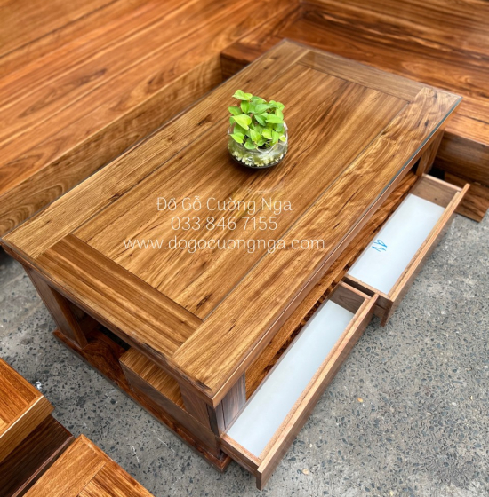 Bàn Ghế Sofa Gỗ Hương Xám Góc L 2mx1m8 Hiện Đại