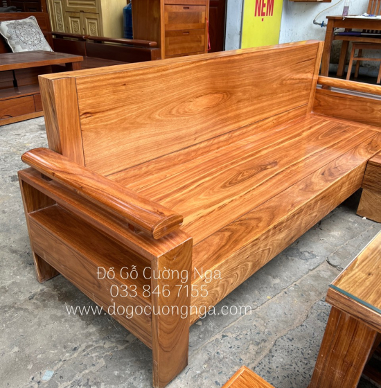 Bàn Ghế Sofa Gỗ Hương Xám Góc L 2mx1m8 Hiện Đại