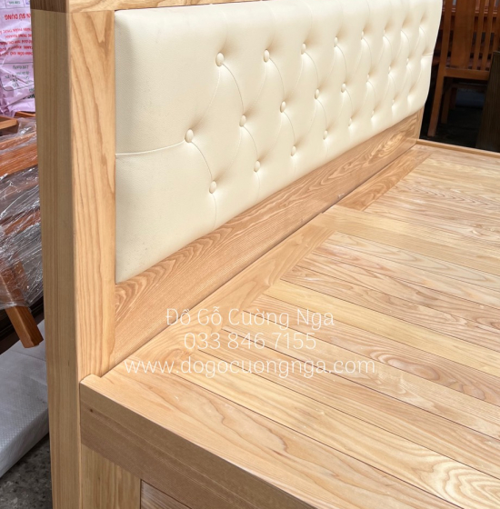 Giường ngủ gỗ sồi nga kiểu nhật bọc nệm - vạt phản 