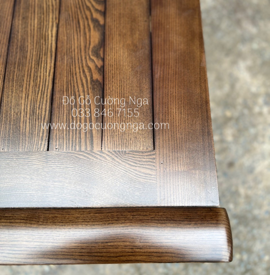 Giường ngủ gỗ sồi nga 2 ngăn kéo vạt phản - lau màu óc chó 