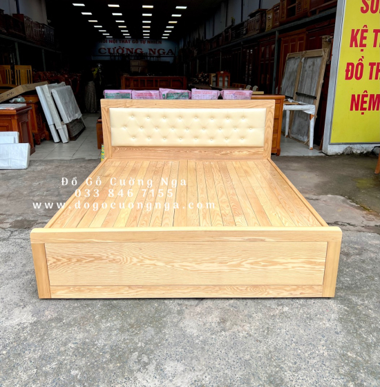 Giường ngủ gỗ sồi nga kiểu nhật bọc nệm - vạt phản 