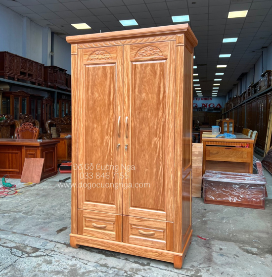 Tủ quần áo gỗ Đinh Hương 2 cánh - 1m2 hiện đại