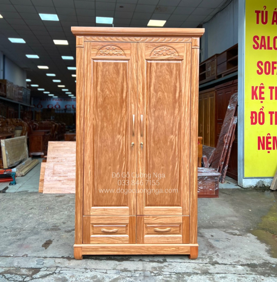 Tủ quần áo gỗ Đinh Hương 2 cánh - 1m2 hiện đại