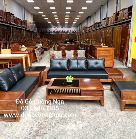 Bộ Bàn Ghế Sofa Hai Văng Gỗ Sồi Nga Hiện Đại - Kèm Nệm 