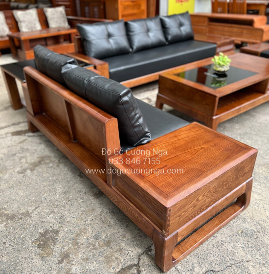 Bộ Bàn Ghế Sofa Hai Văng Gỗ Sồi Nga Hiện Đại - Kèm Nệm 