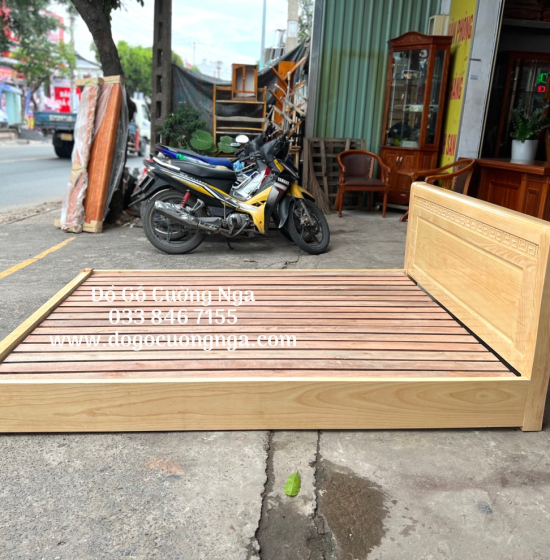 Giường gỗ sồi nga kiểu nhật - vạt lan 