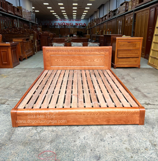 Giường gỗ sồi nga kiểu nhật hiện đại - vạt lan 