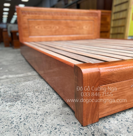 Giường gỗ sồi nga kiểu nhật hiện đại - vạt lan 