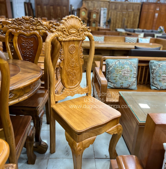 Bàn Ăn Gỗ Gõ Đỏ 8 Ghế Mẫu Bánh Tây Cao Cấp Sang Trọng 