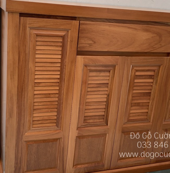 Tủ Giày Dép Gỗ Gõ Đỏ 4 Cánh Cao Cấp - TD 05