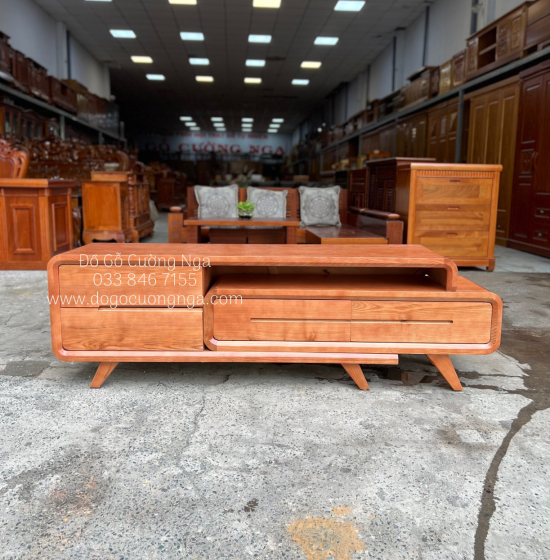 Kệ Tivi Gỗ Sồi Nga Thông Minh - Kệ Rút Màu Xoan KG 035