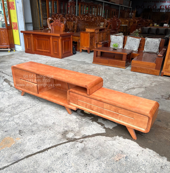 Kệ Tivi Gỗ Sồi Nga Thông Minh - Kệ Rút Màu Xoan KG 035