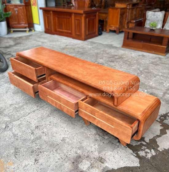 Kệ Tivi Gỗ Sồi Nga Thông Minh - Kệ Rút Màu Xoan KG 035